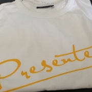 1 color print on white t-shirt