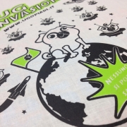 Fluorescent green and black serigraphy