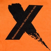 1 color print on orange t-shirt
