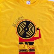 2-color print on yellow t-shirt